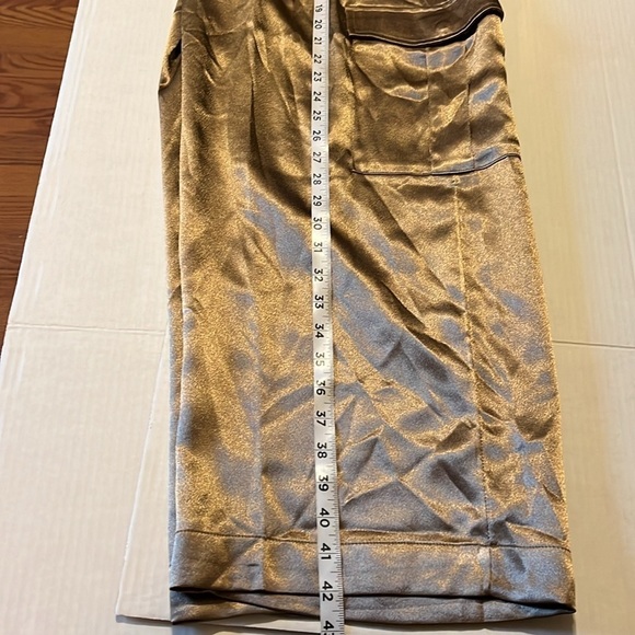 New-a new day-10-gold-high-rise, satin, pleated, wide leg, slouchy, cargo pants. - Picture 14 of 16